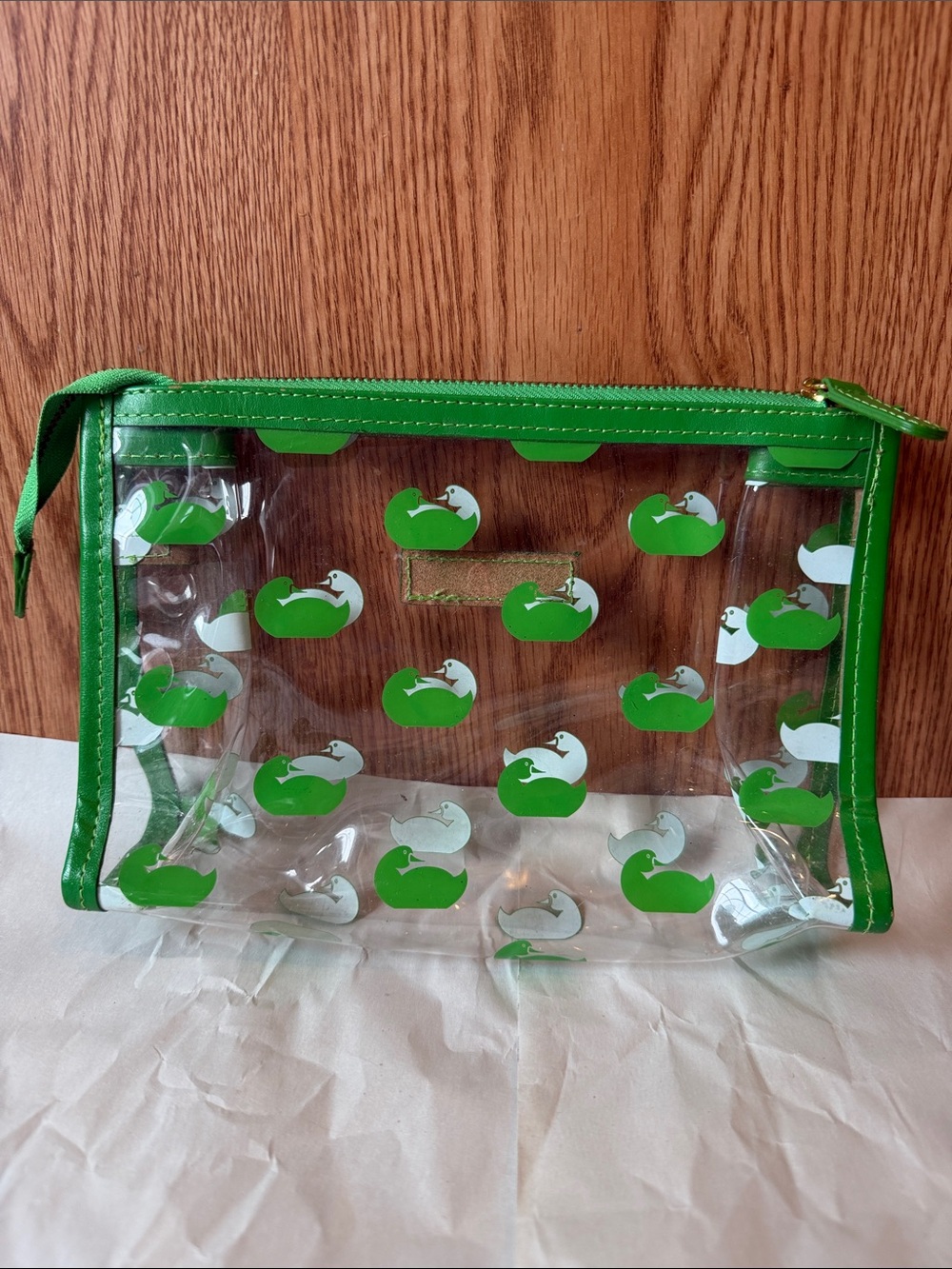 Dooney & Bourke Clear Tote and Pouch with Bright Green Ducks - Picture 7 of 7